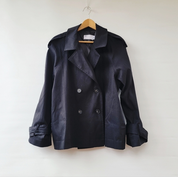 ASOS Jacket Womens 6 Black Waist Length Lightweight Oversized Relaxed Trench - Picture 1 of 16